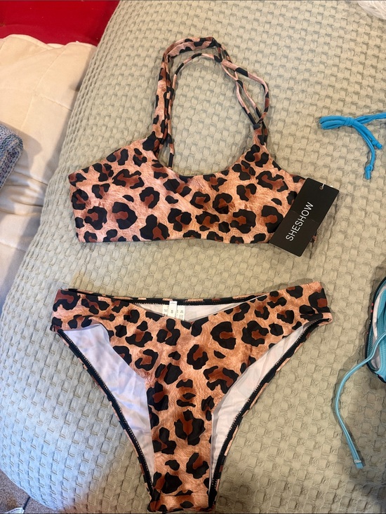 SHEIN Other - SHEIN Leopard Print Bikini Set in Tan, Black & Brown